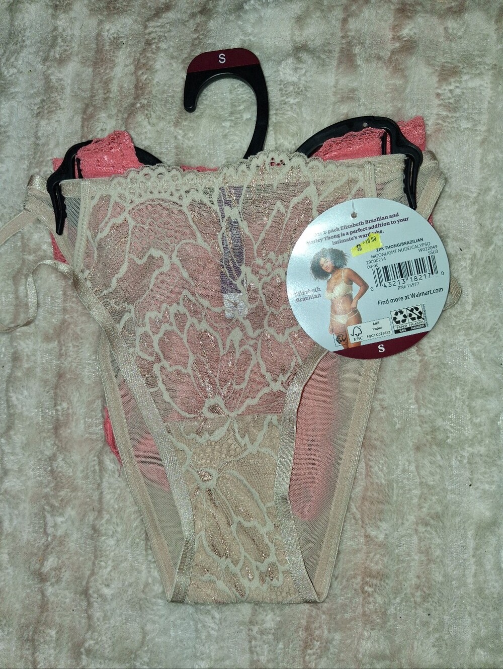 Adore Me Pink & Cream Lace Bikini Panty